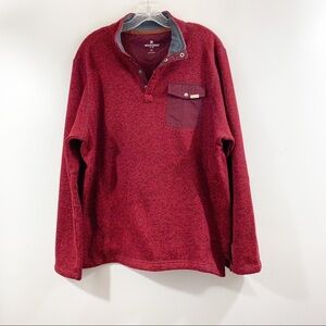 Woolrich Men’s Quarter Snap Pullover Sweater Sweatshirt Flap Pocket Heather Red